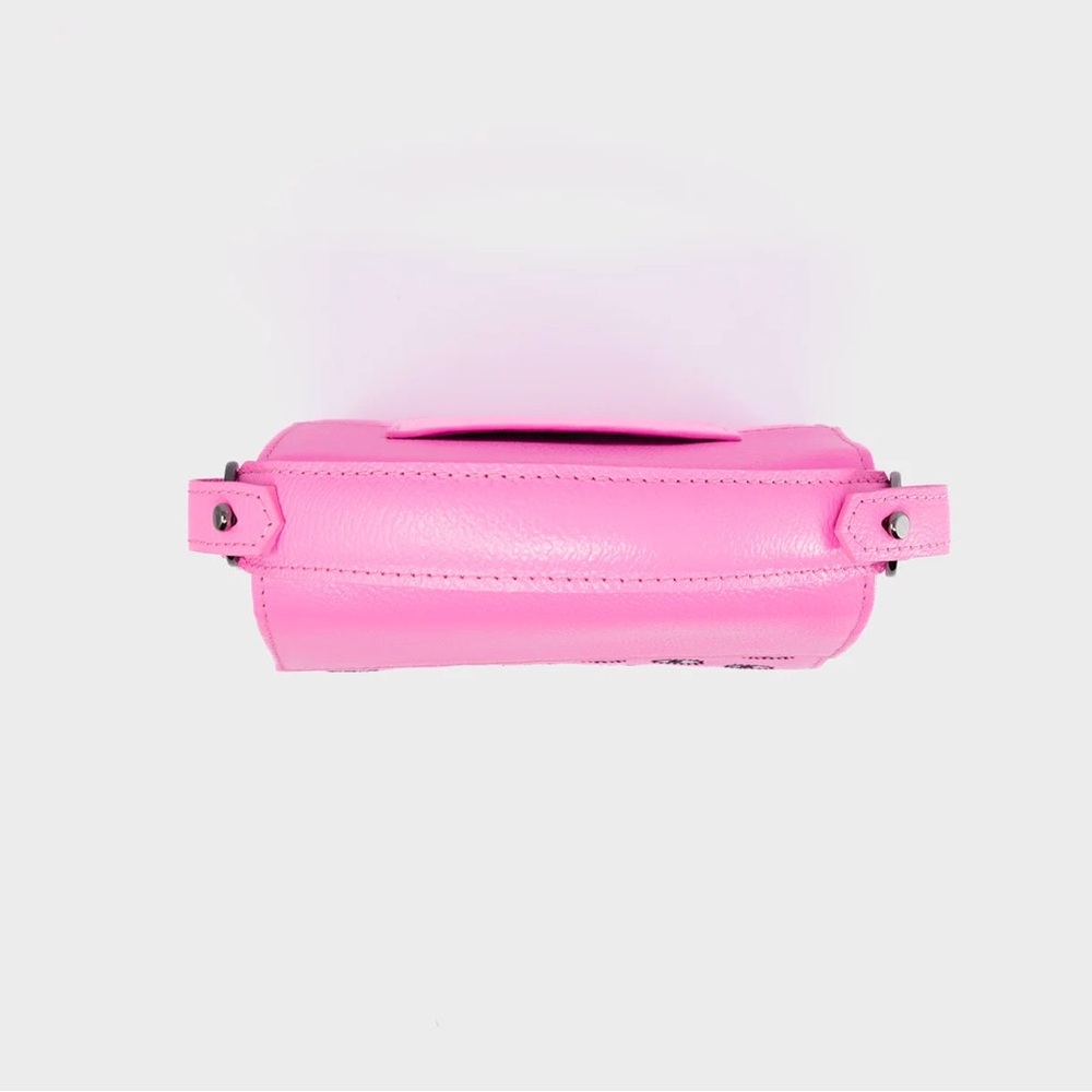 Anastasio Micro Crossbody Handbag Bubblegum Pink Leather - Eyes Embroidery - Picture 10 of 11